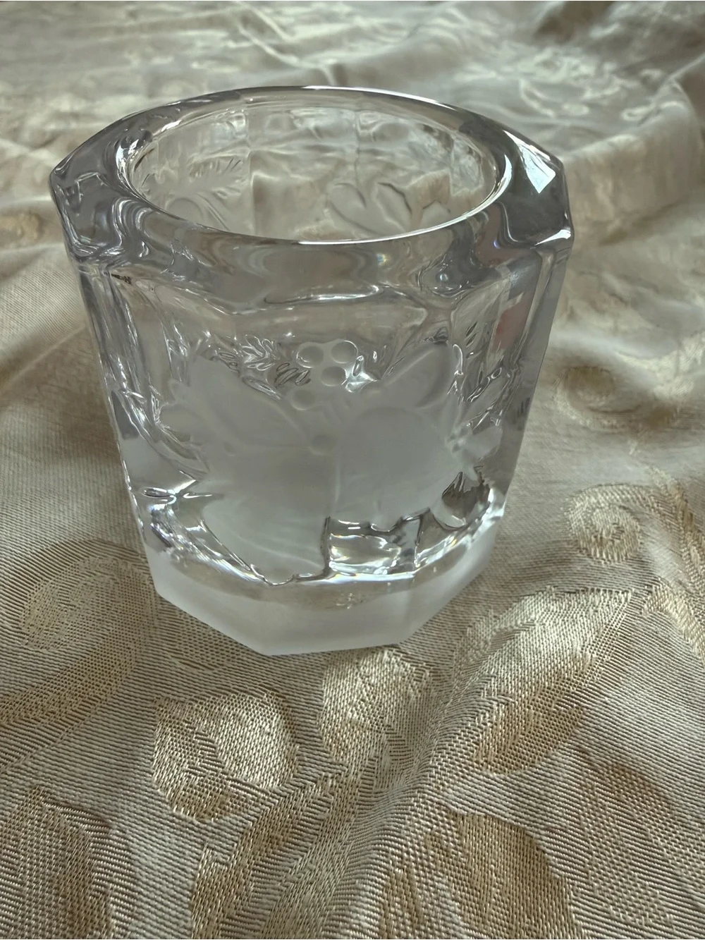 Studio Nova “Holiday Bells” Clear Frosted Floral Glass Votive